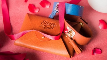 a leather pouch and strap from Stone for Gold
