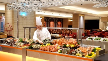 Shot of the seafood buffet station at Carousel at Royal Plaza on Scotts Singapore