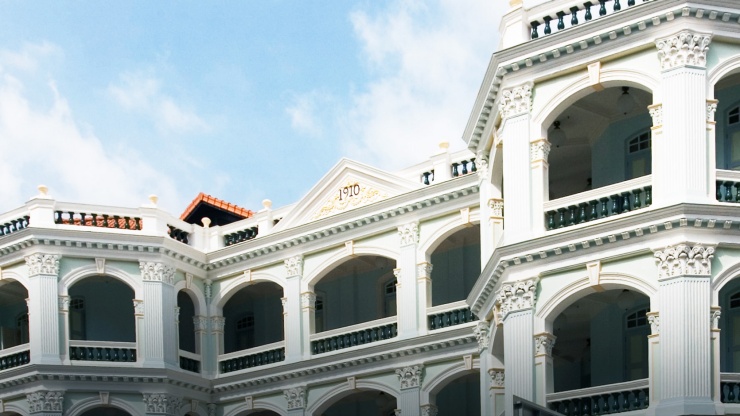 The Neoclassical designed exterior of the Peranakan Museum