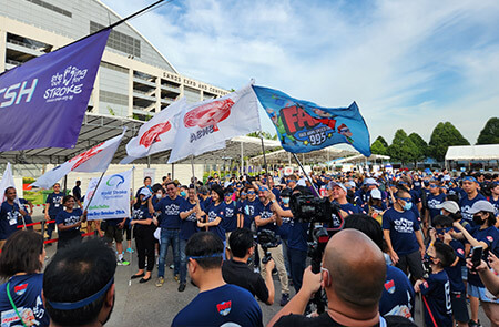 Participants of 'Stepping Out For Stroke' walkathon, at Bayfront Event Space during World Stroke Day