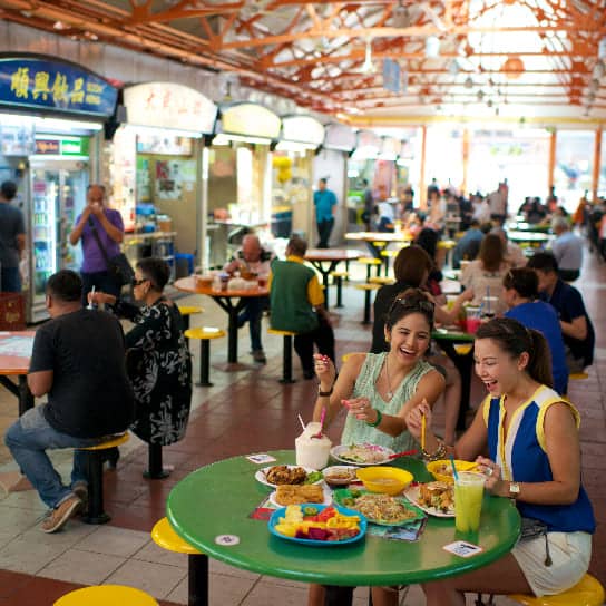 Bartender making drinks at Maxwell Food Centre