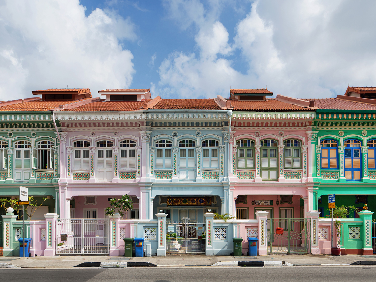Colourful Shophouses Along Koon Seng Road