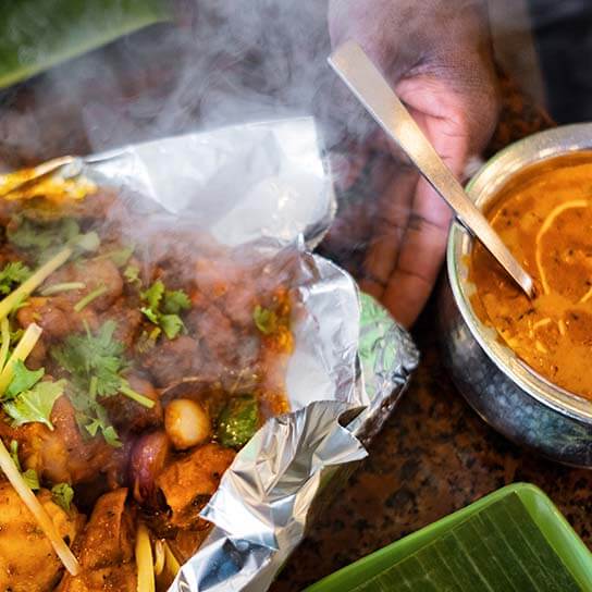 Food Served on Banana leaf