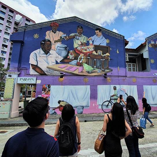 Muralsof tea and foodcullture of Little India
