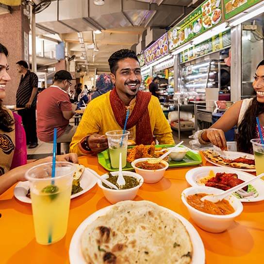 People enjoying their food at Tekka Cente