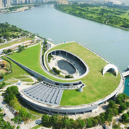 Drone view of Marina Barrage