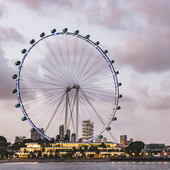 LAndscape view of the iconic Singapore Flyer