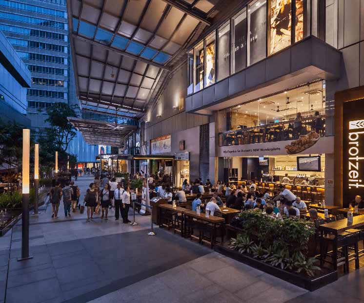 Buzzing crowd at singapore's street