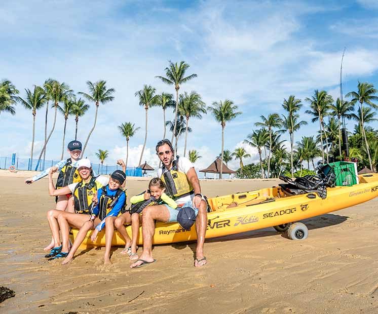 Family enjoying outdoor activities at Sentosa island
