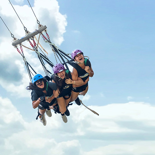 Adventurous hanging ride at Skypark Sentosa