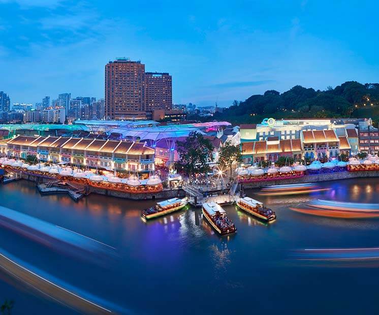Drone view of River cruise boating
