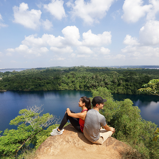 Panorama View of Couples at Pulau Ubin island