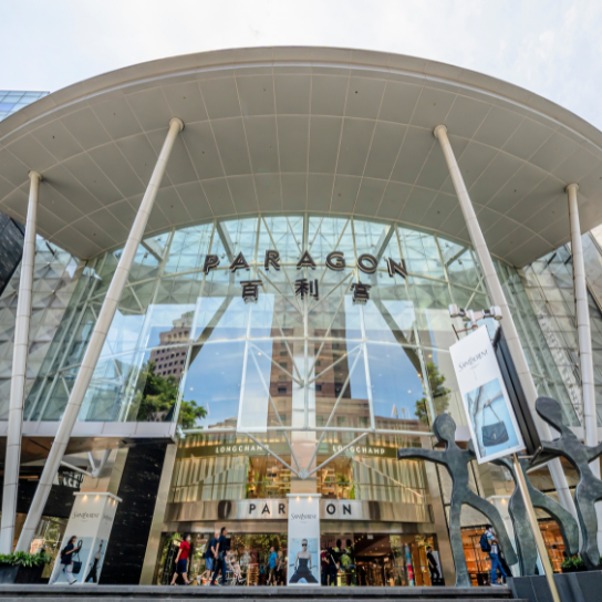 Facade of Paragon Shopping Mall's entrance at Orchard Road