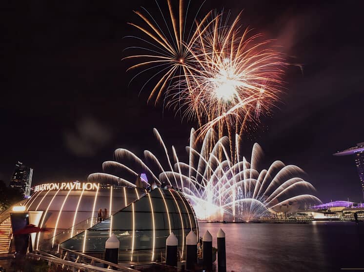 Fireworks illuminating the skyline to welcome 2025