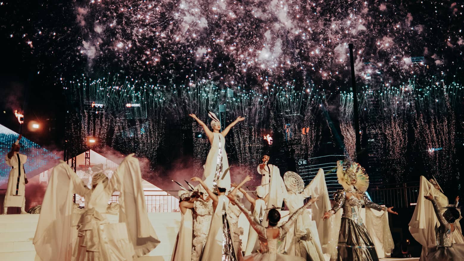 Dazzling fireworks displayed at Singapore's largest new year eve countdown celebration