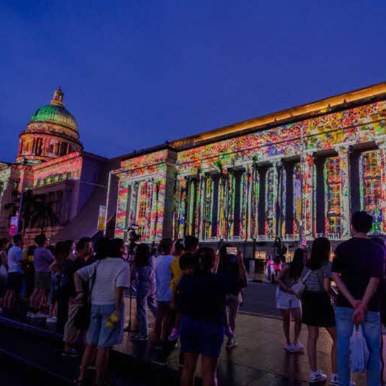Colorful projections at Light to Night Singapore