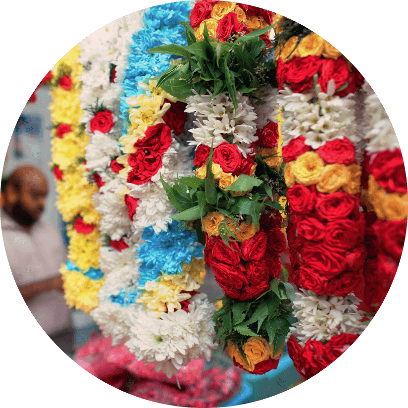 Colourful Flower Garland for Deepavali decoration