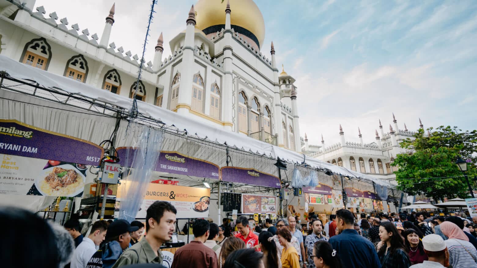Peoples gathering outside the mosque during Eid