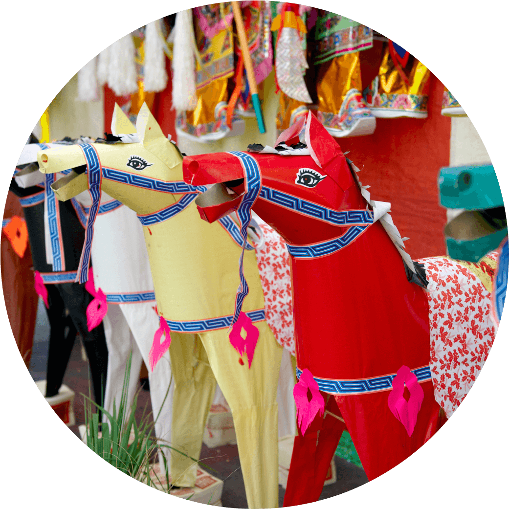 Colorful horses made from paper
