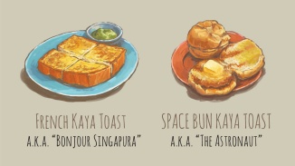Eine Portion French Kaya Toast und Space Bun Kaya Toast