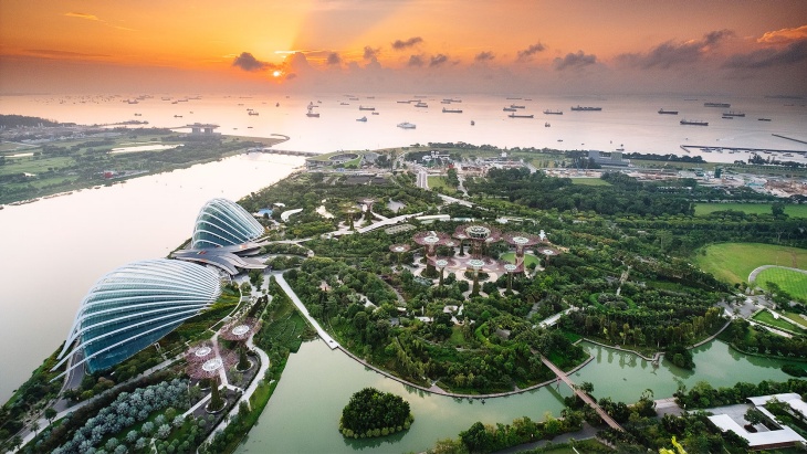 Luftaufnahme von Gardens by the Bay