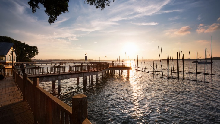 Aufnahme von der Changi Promenade und dem Meer 