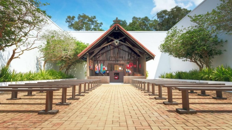 Außenansicht der Changi Kapelle und Museum