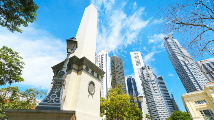 Dalhousie Obelisk-Struktur im Civic District von Singapur