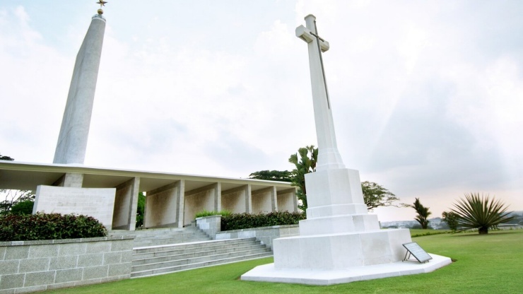 Wahrzeichen des Kreuzes am Kranji Kriegsdenkmal