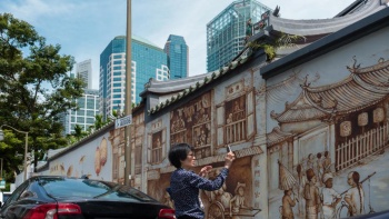 Wandgemälde des Thian Hock Keng Tempels von Yip Yew Chong