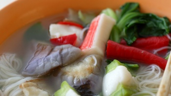 Close up shot of a bowl of yong tau fu