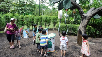 Children playing at the Jacob Ballas Children’s Garden at the Singapore Botanic Gardens