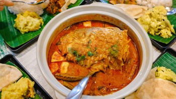 Close up shot of fish head curry at Muthu’s Curry