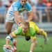 Players in action on the field during HSBC Singapore Rugby Sevens