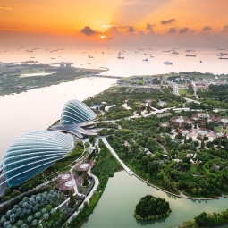 Aerial view of Gardens by the Bay.