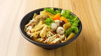 A bowl of meat-free noodles