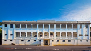 Beautiful exterior of Gillman Barracks with a blue sky