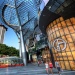 Day view of ION Orchard façade, with Marriott Hotel in background and Nutmeg sculpture in foreground