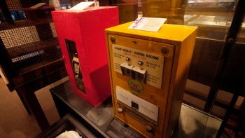 Exhibit of stamp vending machines at the Singapore Philatelic Museum