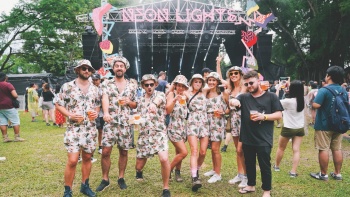A group of music fans at the Neon Lights Music Festival