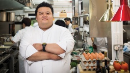 Close up of Chef Jason Tan in his kitchen.