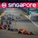F1 cars racing in the Singapore Grand Prix circuit