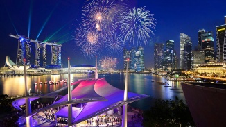 Fireworks during National Day Parade celebration at NS Square