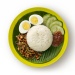 Sepiring nasi lemak tampak atas