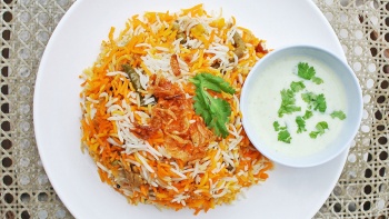 Hamparan sepiring briyani dari Bismillah Biryani