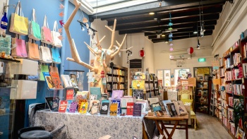 Interior toko buku Littered with Books