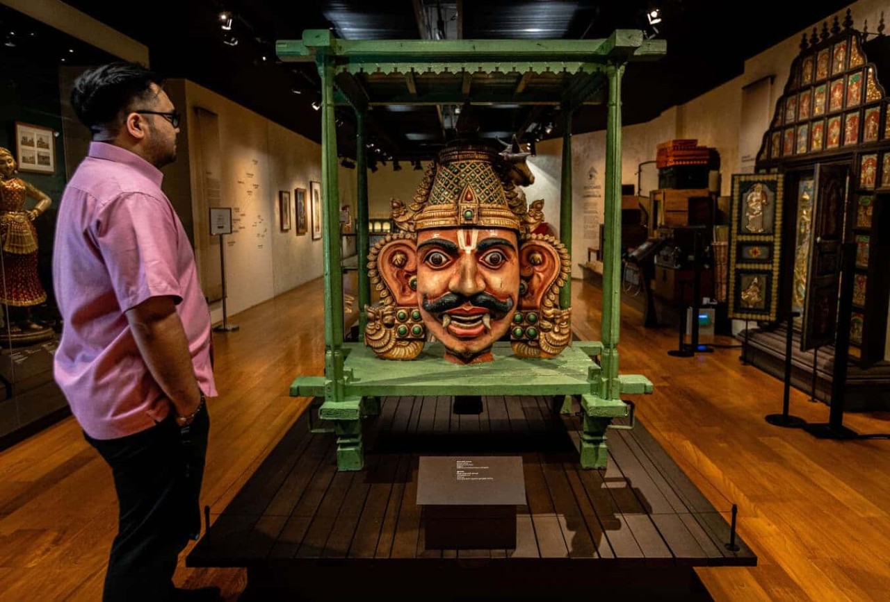 Visitor exploring Indian cultural heritage