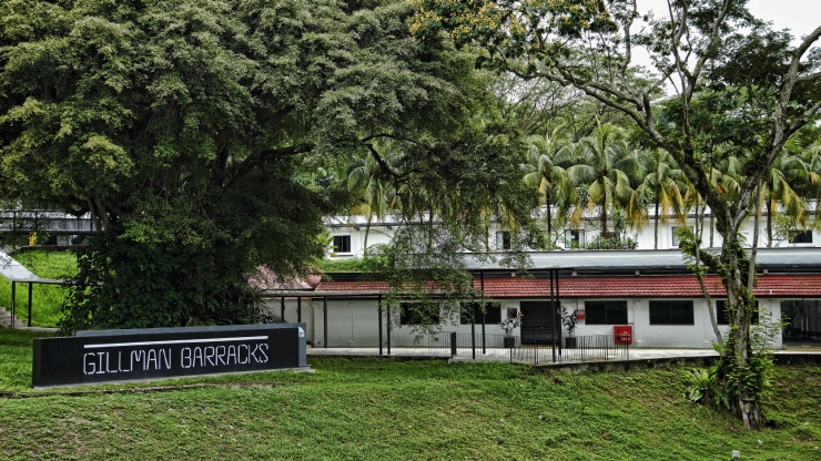 Patrons at Gillman Barracks during an event