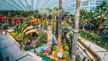 Interior Flower Dome di Gardens by the Bay