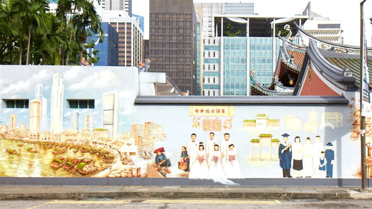 Mural tembok di sepanjang Amoy Street, Chinatown